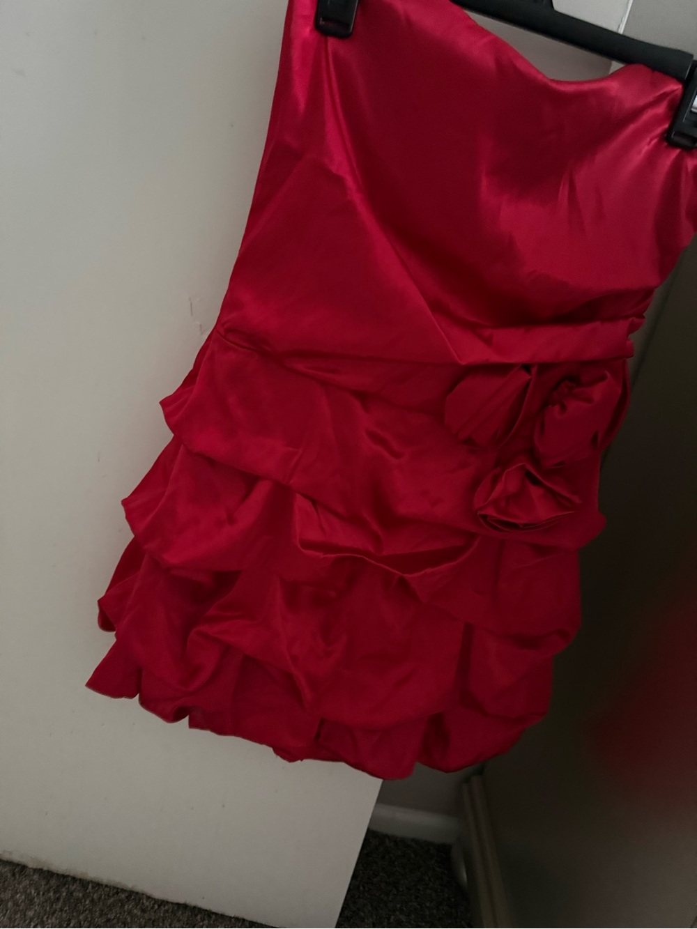 Red Strapless Ruffle Cocktail Dress - Picture 4 of 7